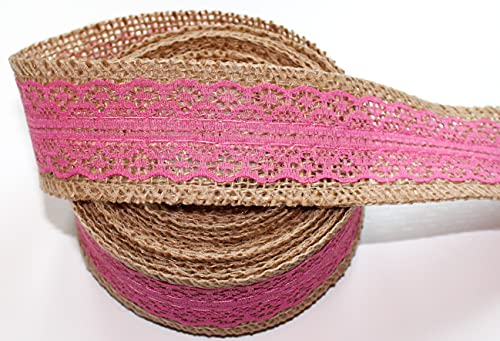 CaPiSo 10m Juteband 40mm Jute für Juteschleife aus Naturjute Schleife Frostschutz Naturband nachhaltig Weihnachten (Spitze Rosa) von CaPiSo