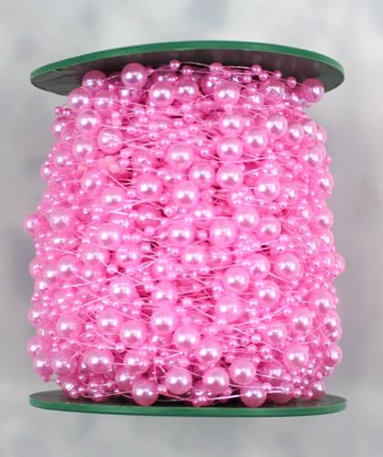 CaPiSo Perlenband Perlenkette Perlengirlande Perlenschnur Weihnachten Advent Deko Sterne Perlen Tischdeko Schnur Perle (Helles Rosa, 60m) von CaPiSo