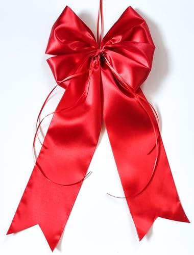 CaPiSo 20 x 40 cm Große Rote Satin-Doppelschleife ohne Basteln Schleife Geburtstag Weihnachtsschleife Weihnachten Hochzeit Doppelschleife Satinschleife (Rot End 02) von CaPiSo