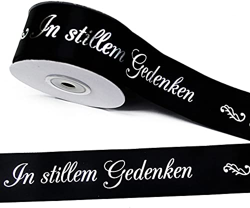 CaPiSo 10m Trauerband mit Schrift 40mm schwarz für Trauerschleife Gedenken Schleife Beerdigung Urnenbeisetzung Grabschleife Grabschmuck (10) von CaPiSo