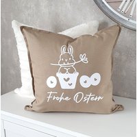 Kissenbezug Ostern Kissenhülle Osterhase Beige von CaRoKreativwerk