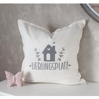 Kissenhülle Lieblingsplatz Kissenbezug Home Weiß von CaRoKreativwerk