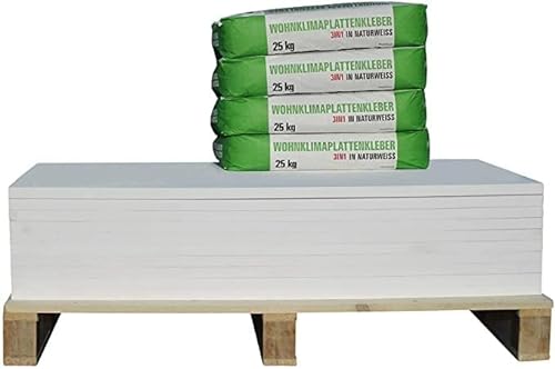 CaSi-Systems | Klimaplatte 25 mm Calciumsilikatplatten Dämmplatten gegen Schimmel, Vorgrundiert, inkl. Kleber | 15,1 m² von CaSi-Systems