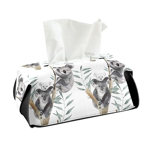 Kosmetiktuchbox mit wildem Koala-Motiv, rechteckig, PU-Leder, Kleenex, Kosmetiktuchwürfel, für Auto, Badezimmer, Büro von CaTaKu