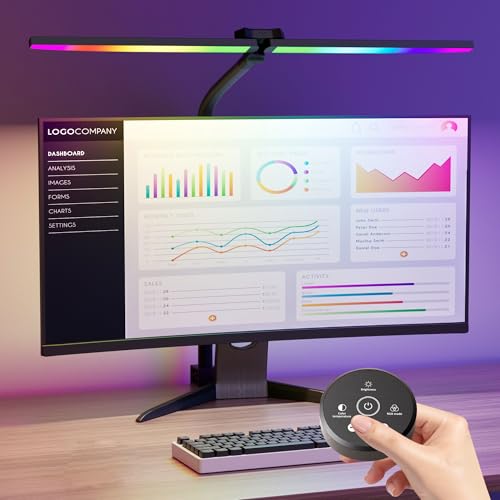 CaalLogt LED Schreibtischlampe, Architektenlampe mit Zwei Köpfen,LED Schreibtischlampen mit dimmbarer Farbhelligkeit und Fernbedienung zur Augenpflege zum Arbeiten, Lesen und Studieren von CaalLogt
