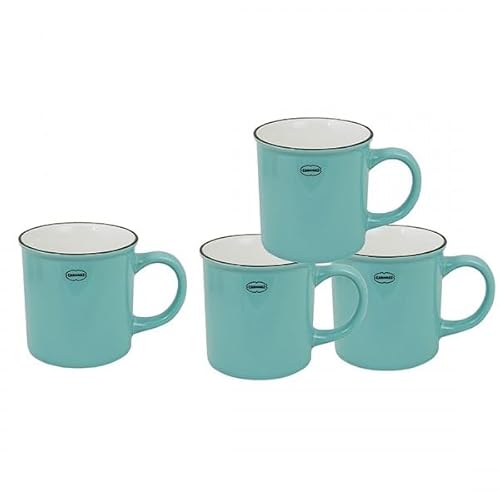 Cabanaz Tasse Kaffeetassen Teetassen 4er-Set 250ml Keramik Emaille Retro (Arctic Blue) von Cabanaz