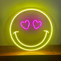 Neon Schild Smiley Liebe Personalisiertes Gesicht Schlafzimmer Benutzerdefiniertes Licht Liebesschild Benutzerdefinierte Wanddekoration Emoji von Cabbageneonstroe