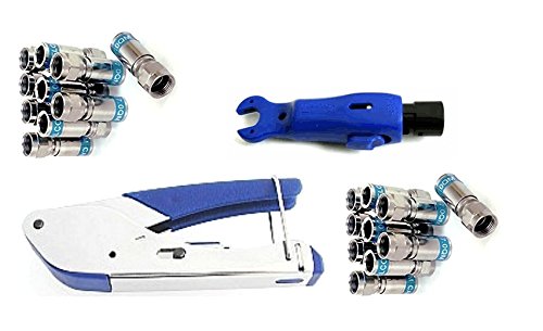 Cabelcon SET bestehend aus Kompressionszange Pocket Tool + Cable Stripper + 20 Stück Kompressions-F-Stecker (20 Stk CX3 7.0 QM + Stripper blau) von Cabelcon