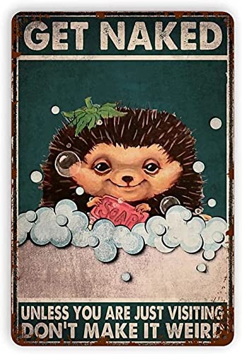 Metall-Blechschild im Vintage-Stil, Motiv: Igel mit Aufschrift "Naked Unless You Just Come to Visit Don'T Let It Be Weird", Wanddekoration, 20,3 x 30,5 cm Metall-Blechschild im Vintage-Stil, Motiv: Igel mit Aufschrift "Naked Unless You Just Come to Visit Don'T Let It Be Weird", Wanddekoration, 20,3 x 30,5 cm von Cabenrm