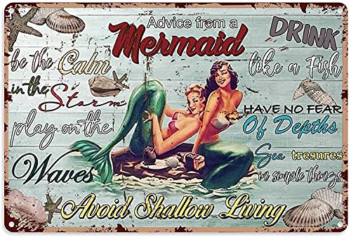 Metall-Blechschild mit Aufschrift "Advice from A Mermaid Suitable for Home Garage Bar Sign Cafe Farm Country Kitchen Retro Metal Home Decor 30,5 x 43,2 cm Metall-Blechschild mit Aufschrift "Advice from A Mermaid Suitable for Home Garage Bar Sign Cafe Farm Country Kitchen Retro Metal Home Decor 30,5 x 43,2 cm von Cabenrm