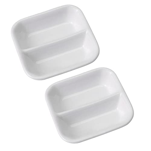 Cabilock 2 Stück 3 Gewürz Schale Mini Schälchen Dip Schalen Beilagenschalen Dipschale Saucenbecher Dessert Schälchen Snack Mezeschale Porzellanschale Mini Tafel Weiß Kind Stapelbar von Cabilock