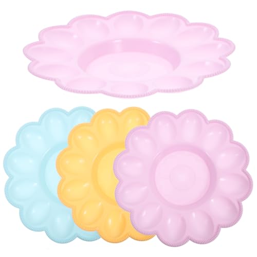 4Pcs Deviled Ei Platter Fach Runde Kunststoff Deviled Ei Platte Mehrweg Behälter für Gefüllte Eier Und Portion Starter Zufällig Farbe von Cabilock