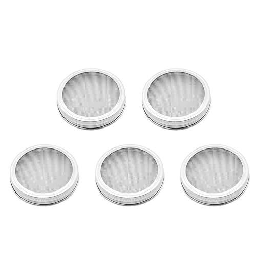 5Pack Sieb Deckel für Einmachglas Sprossen-Keimgerät Normalem Mund Einmachgläser Deckel aus 304 Edelstahl für Keimgerät für Sprossen Broccoli Luzerne Bohnen usw von Cabilock