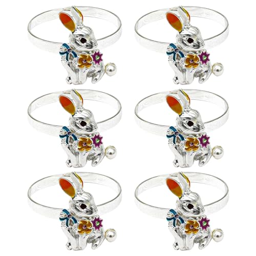 6Stück Ostern Serviettenringe Hasen Serviettenringe: Osterhase Serviettenhalter Napkin Ring Dekoration Zubehör - Rustikale Osterdekoration - Ostern Besteck von Cabilock