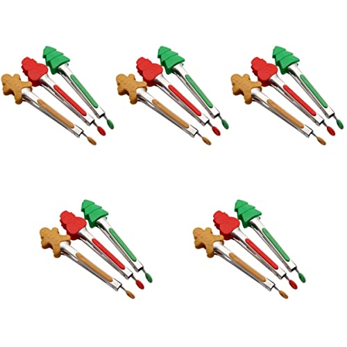 Buffetzange 15 Stück Stil für Widerstandsgrill mit Grill Kleiner Schneemann Salat Lebkuchen Brotklammern Niedlich Bunt Küchenmann Wiederverwendbare Elemente Kinder Silikon von Cabilock