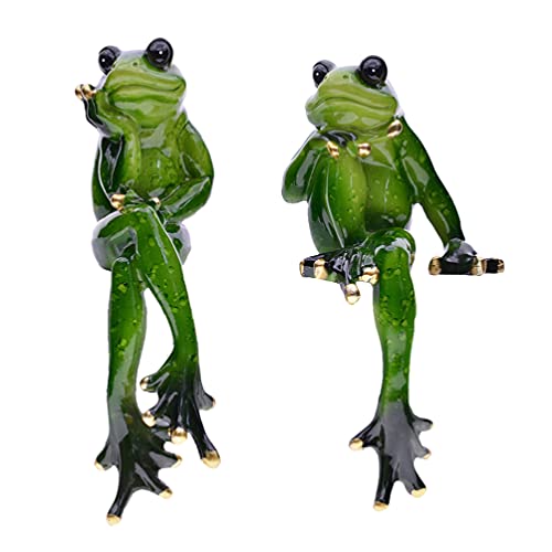 Cabilock 1 Paar Frosch Figur Garten Statue Skulpturen Harz Dekofigur Gartenfiguren Weihnachten Ornamente Gartendeko Tiere für Moos Blumentopf Dekoration Rasen Terrassen Deko von Cabilock