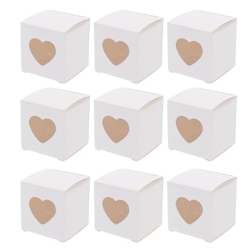 Cabilock 1 Satz 50 STK Pralinenschachtel Mit Herzförmigem Fenster Herz Fenster Geschenkbox Weiß Muffin Box Tortenschachtel Gross Weihnachtsschachtel Cupcake Boxen Krapfen Papier Verpackung von Cabilock