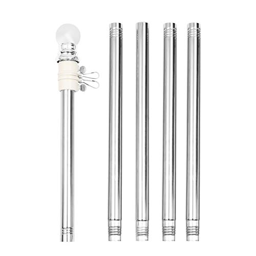 Cabilock 1 Satz 5FT Fahnenmast Kit mit Halterung Fahnenstange Flaggenmast Flaggenstange Outdoor Fahnenhalter mit Drehbaren Ringen für Fahnen Flaggen Wandmontage von Cabilock