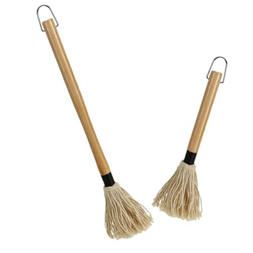Cabilock 2Stücke Teiliges Bbq Basting Mop mit Holzgriff Wiederverwendbare Grillbürste für Saucen Marinaden und Öl Praktische Grillzubehör für Rippchen Hähnchen und von Cabilock