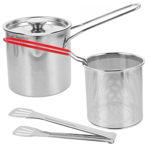 Cabilock 1 Satz Fritteuse Aus Edelstahl Frittiertopf Topf Mit Zange Frittiergerichte Frittieren Kleine Fritteuse Mit Clip Mini Frittyer Fritteusentopf Silver Kieselgel von Cabilock