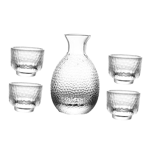 Cabilock Glas Sake Dispenser Mit Tassen Glas Sake Set Und Spirituosen Geeignet Als Dekoration Für Zuhause Geschenk Für von Cabilock
