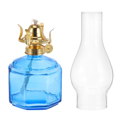 Cabilock 1 Satz Rustikale Petroleumlampe mit Glaszylinder Vintage Öllampe für und Außendekoration Winddicht Klassische Notbeleuchtung Blau für Gemütliche Abende und Stilvolle von Cabilock