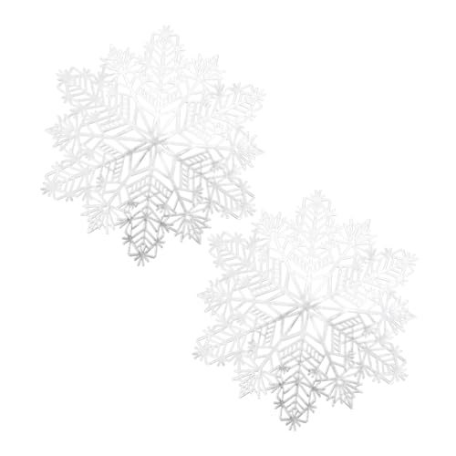Cabilock 1 Satz Schneeflocke Tischset Weihnachts-mitteldecken Christmas Table Cloth Weihnachts-platzdeckchen Weihnachtsgirlande Weihnachtsvorrat Weihnachtsuntersetzer PVC Weiß 2st von Cabilock