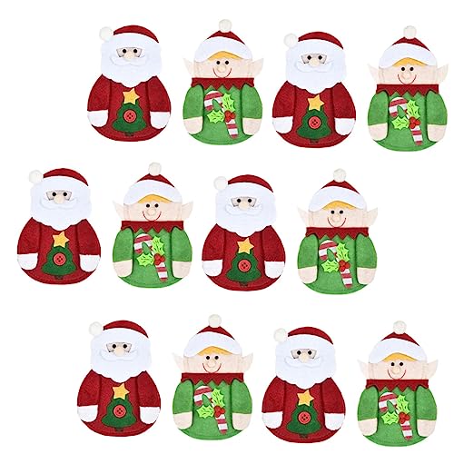 Cabilock 1 Satz Weihnachtlicher Teiliger Cartoon Besteckhalter Kreative Tischdeko Für Gabeln Und Messer Wiederverwendbar Für Festliche Anlässe Schützt Besteck Niedlichem Design 12 Stück von Cabilock