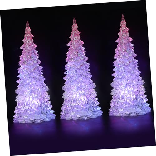 Cabilock 1 Satz Weihnachtsbaum Leuchtet Tischlampe Farbwechsel Leuchten Bäume Innen Weihnachtstischschild Kleiner Weihnachtsbaum Mini-Weihnachtsbaum Acryl Transparent 3st von Cabilock
