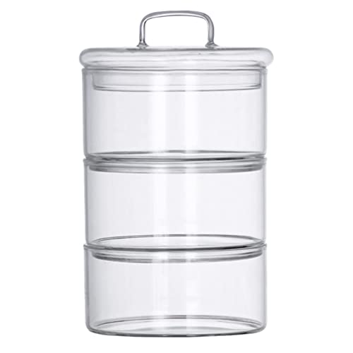 Cabilock 1 Set Glas Vorratsdose Stapelbare Glasdose mit Deckel Vorratsgläser Glasbehälter Teedose Frischhaltedose Aufbewahrungsdose Vorratsbehälter für Snacks Keks Müsli Süßigkeiten von Cabilock