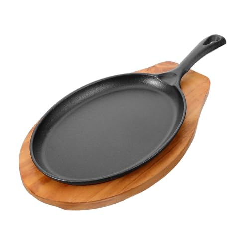 Cabilock Steakpfanne Aus Gusseisen Antihaftbeschichtet Kochpfanne Bratpfanne Mit Holzsockel Küchenkochgeschirr Cabilock Steakpfanne Aus Gusseisen Antihaftbeschichtet Kochpfanne Bratpfanne Mit Holzsockel Küchenkochgeschirr von Cabilock