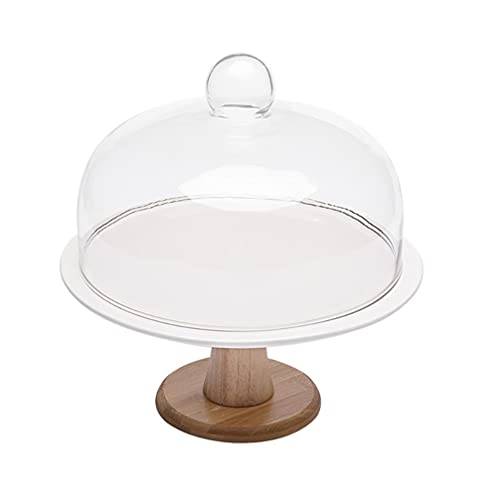 Cabilock 1 Set Kuchenständer Kuchen Glasglocke mit Holz Keramik Teller Glas Käseglocke Tortenplatte Haube Dome Torten Glashaube Tortenglocke Lebensmittel Abdeckung Deckel für Patisserie Essen Cover von Cabilock