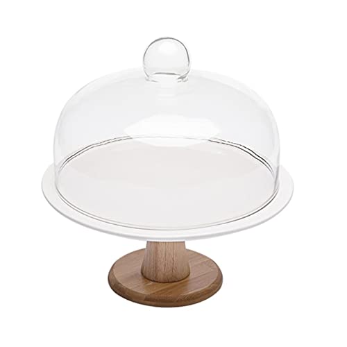 1 Set Kuchenständer Kuchen Glasglocke mit Holz Keramik Teller Glas Käseglocke Tortenplatte Haube Dome Torten Glashaube Tortenglocke Lebensmittel Abdeckung Deckel für Patisserie Cover von Cabilock