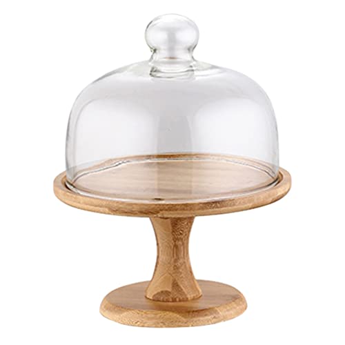 1 Set Kuchenständer Kuchen Glasglocke mit Holz Teller Glas Käseglocke Tortenplatte Haube Dome Torten Glashaube Tortenglocke Lebensmittel Abdeckung Deckel für Patisserie Cover von Cabilock
