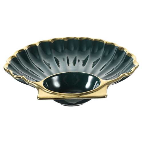 Cabilock 1 Stück Dumpling Plate mit Sauce Grid Kreativer Keramikteller Muschelform für Sushi und Snacks Praktische Servierplatte für Desserts und Vorspeisen Gesunde Materialien zu Reinigen von Cabilock