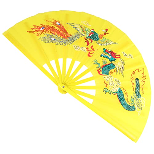 Cabilock 1 Stück Faltbarer Handfächer im Traditionellen Chinesischen Design Tragbar für Tai Chi Fitness und Kung Fu Gelb mit Drachen und Pfingstrosenmuster Elegant und Kompakt Cabilock 1 Stück Faltbarer Handfächer im Traditionellen Chinesischen Design Tragbar für Tai Chi Fitness und Kung Fu Gelb mit Drachen und Pfingstrosenmuster Elegant und Kompakt von Cabilock