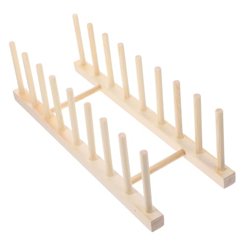 Cabilock 8-Slots Abtropfgestell aus Holz für Geschirr Küchentellerhalter Tellerständer und Schalenorganizer Platzsparend Einfach zu Verwenden für Küche und Essbereich von Cabilock