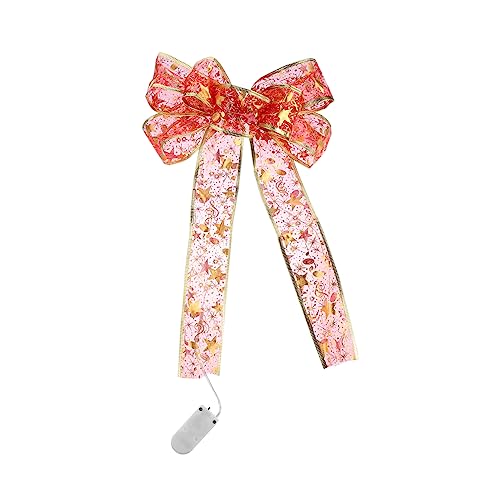 Cabilock 1 Stück Weihnachtsbaum Dekoration mit LED Lichtern und Handgefertigtem Schleifenanhänger Leuchtende Weihnachtsdeko für Festliche Anlässe von Cabilock