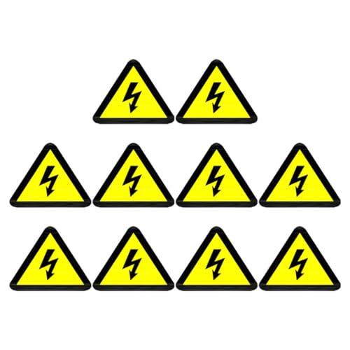 Cabilock 10 Stück Hochspannung Warnaufkleber Dreieckig Gelb Hitzebeständig Selbstklebend Elektrische Gefahrenwarnung für Industrie und Heimschutz von Cabilock