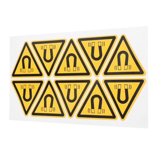Cabilock 10 Stück Identifizierung von Magnetfeldern Warnzeichen-Aufkleber Aufkleber-Warnschild Arbeitsplatzschild Sicherheitswarnzeichen Warnsignale Gefahrenaufkleber Papier Yellow von Cabilock