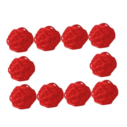 Cabilock 10 Stück Raktan-Kugel-Ornament Makramee Blumen- Ball Ornamente dekorativ Weiden wanddeko Wand Dekorationen Hanging Decorations Office Decorations sepaktakraw Rebendekor Hölzern rot von Cabilock