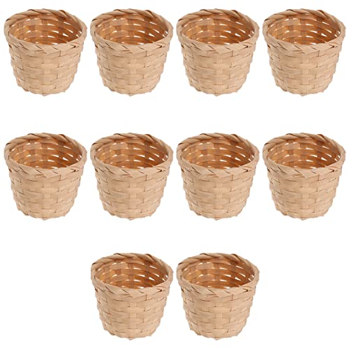 Cabilock 10 Stücke Miniatur Rattan Korb Geflochtener Blumenkorb Sukkulenten Blumentopf Kaktus Topf Pflanzkorb Obstkorb Mini Weidenkorb Aufbewahrungskorb Landhaus Deko Körbchen von Cabilock