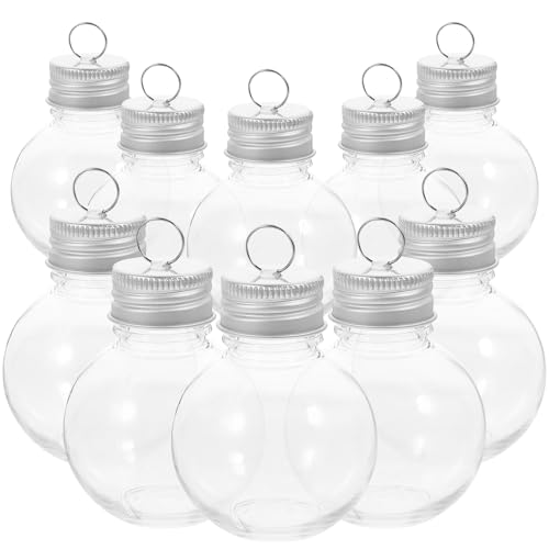 Cabilock 10 Stücke Plastik Saftflaschen zum Befüllen 50ml Transparente Weihnachtskugeln Bonbonglas mit Deckel Weihnachtsbaum Kugeln Leere Milchflaschen Smoothie Flaschen Plastikflaschen von Cabilock