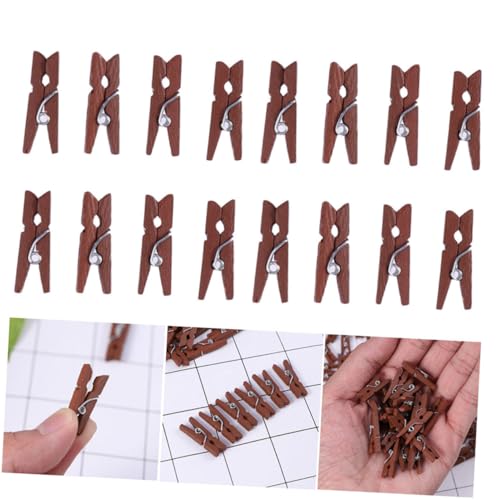Cabilock 100 Stck. Mini Holzklammern Braun Natürliche Vielseitige Craft Clips Robuste Papier Fotoklammern für Bilder Aufhängen Scrapbooking Deko und Kabel Organizer von Cabilock