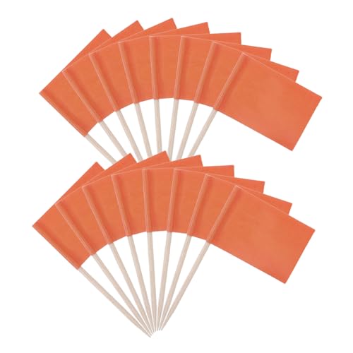 Cabilock 100 Stück Mini Zahnstocher Flaggen Pure Orange Dekorative Fähnchen für Cupcake Topper Käse und Obstplatten für Partys und Festlichkeiten von Cabilock