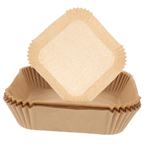 Cabilock 100stücke Backpapier Für Heißluftfritteuse Quadratische Silikoneinlagen Hitzebeständige Matte Backzubehör Für Fritteuse Papiereinlage Für Grillen Und Backen von Cabilock