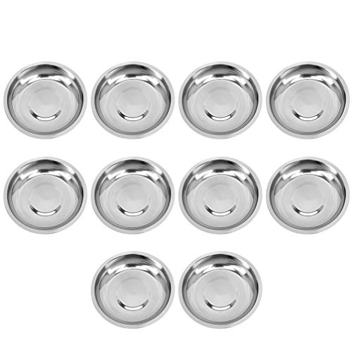 Cabilock 10Pcs Edelstahl Sauce Dish Round Sojasauce Tauch Schalen Mini Vorspeise Teller Untertassen Schüssel Gewürz Gericht Untertasse Platten für Restaurant Home (8Cm) von Cabilock