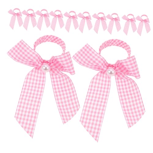 Cabilock 12 Stück Kinderbindungsschnalle Esstisch Ring Tischeinstellungsringe Serviettenring für die Babyparty Servietten Bogen Serviettenringschleife Band Serviettenring Polyester Rosa von Cabilock