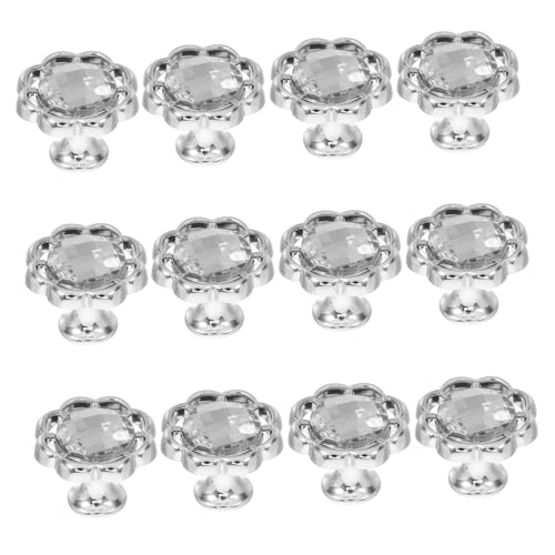 Cabilock 12 Stück Moderne Silber Cabinet Handles mit Funkelnden Blumen Rhinestones Dekorative Kratzfeste Schrank und Schubladengriffe mit Schrauben für Küche Kleiderschrank und Kommode von Cabilock