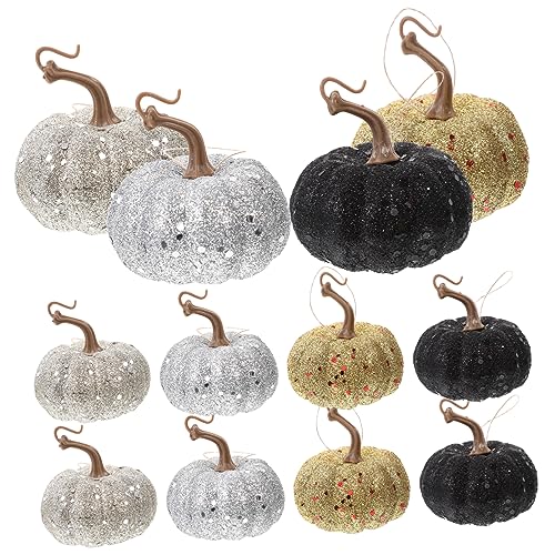 Cabilock 12 Stück Teiliges Lebensechte Künstliche Kürbisse Schimmernde Herbstdekoration für Schlafzimmer und Halloween Party Bruchsicher Farbenfrohe Deko für Kamin und Tisch von Cabilock